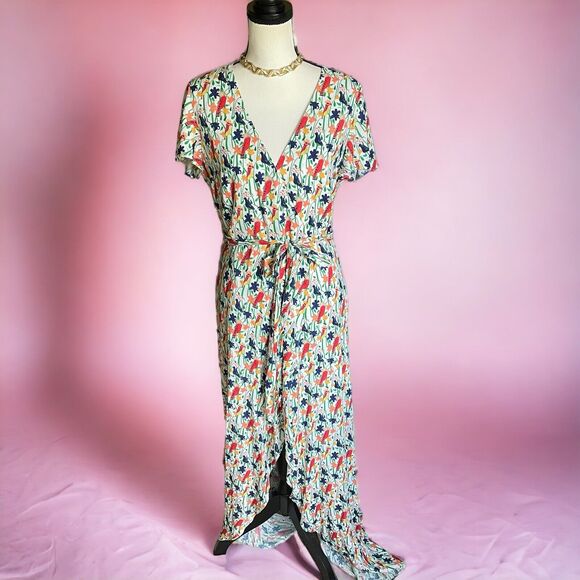 Alice + Olivia Adrianna Bird Party Cream Multicolor Dress 12 NEW - Picture 3 of 10